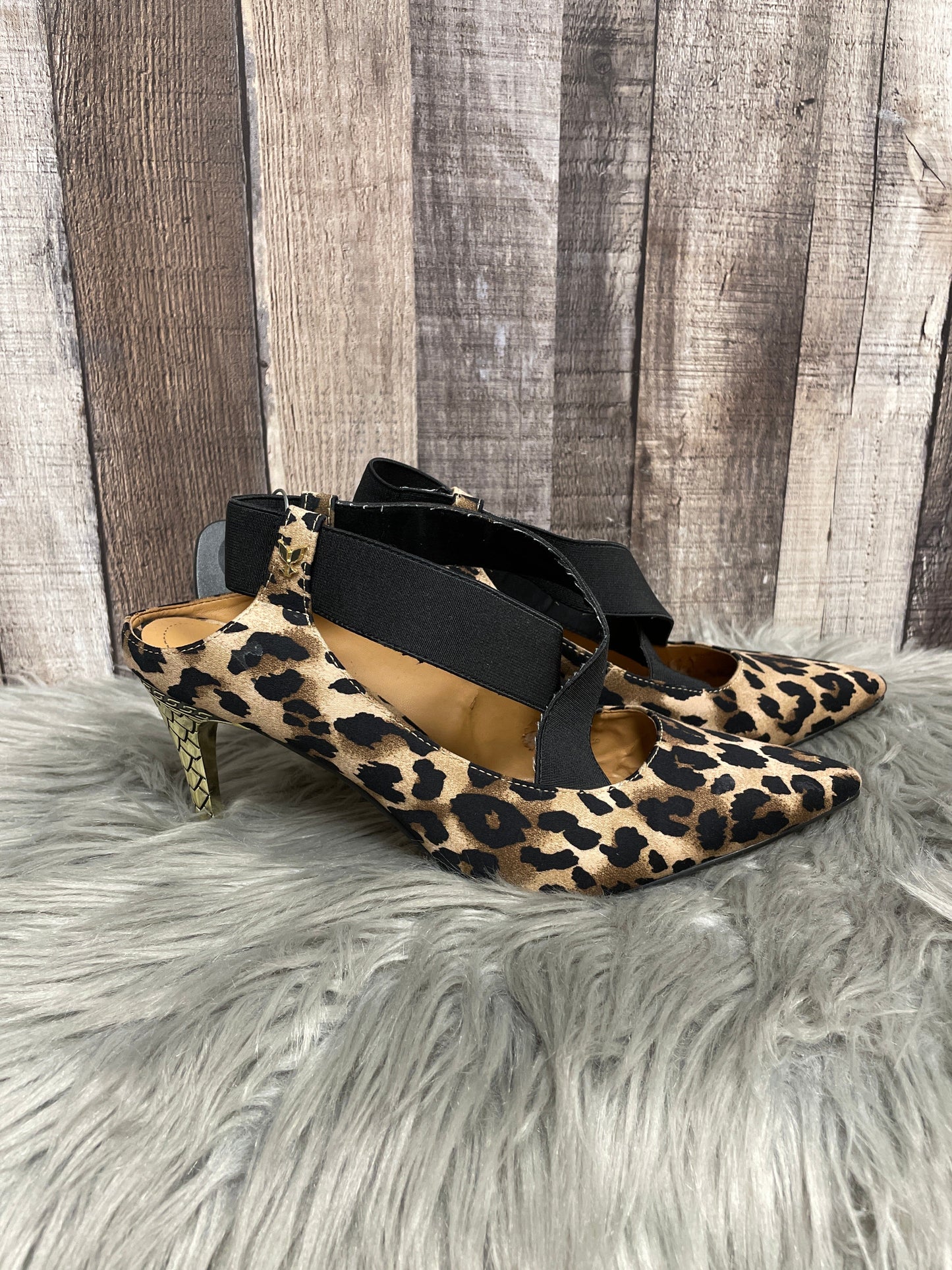 Sandals Heels Stiletto By Cme In Animal Print, Size: 9