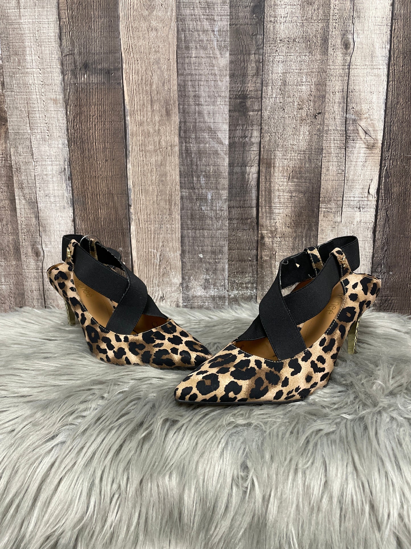 Sandals Heels Stiletto By Cme In Animal Print, Size: 9