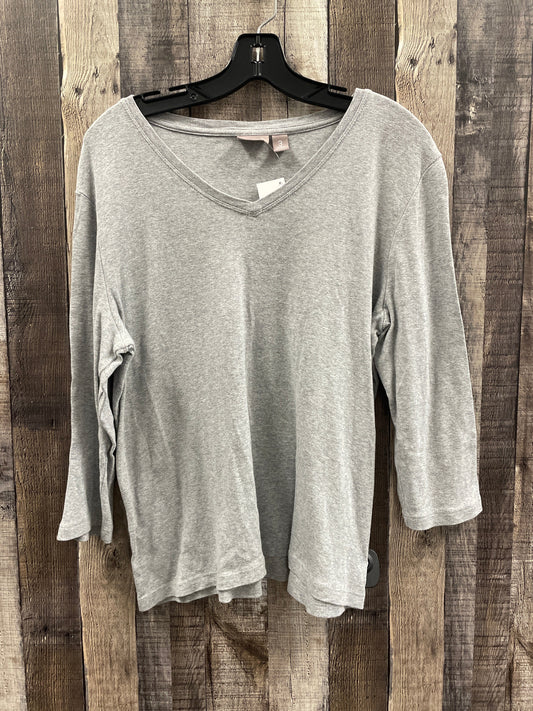 Top 3/4 Sleeve By Chicos In Grey, Size: Xl