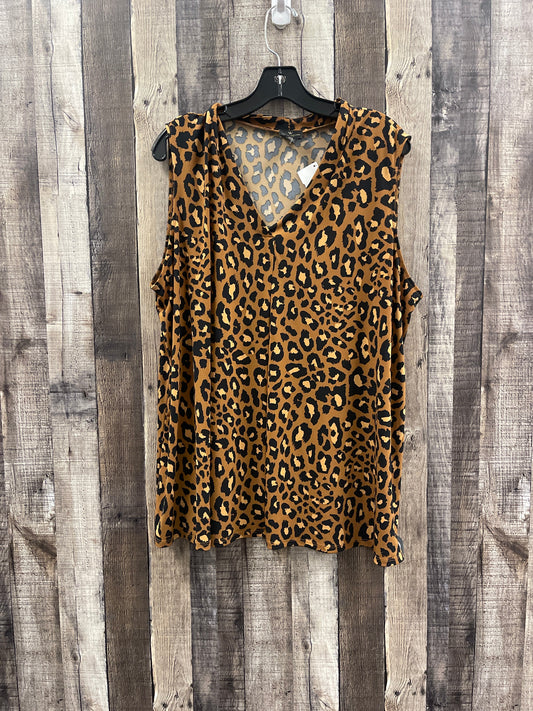 Top Sleeveless By Worthington In Animal Print, Size: 2x