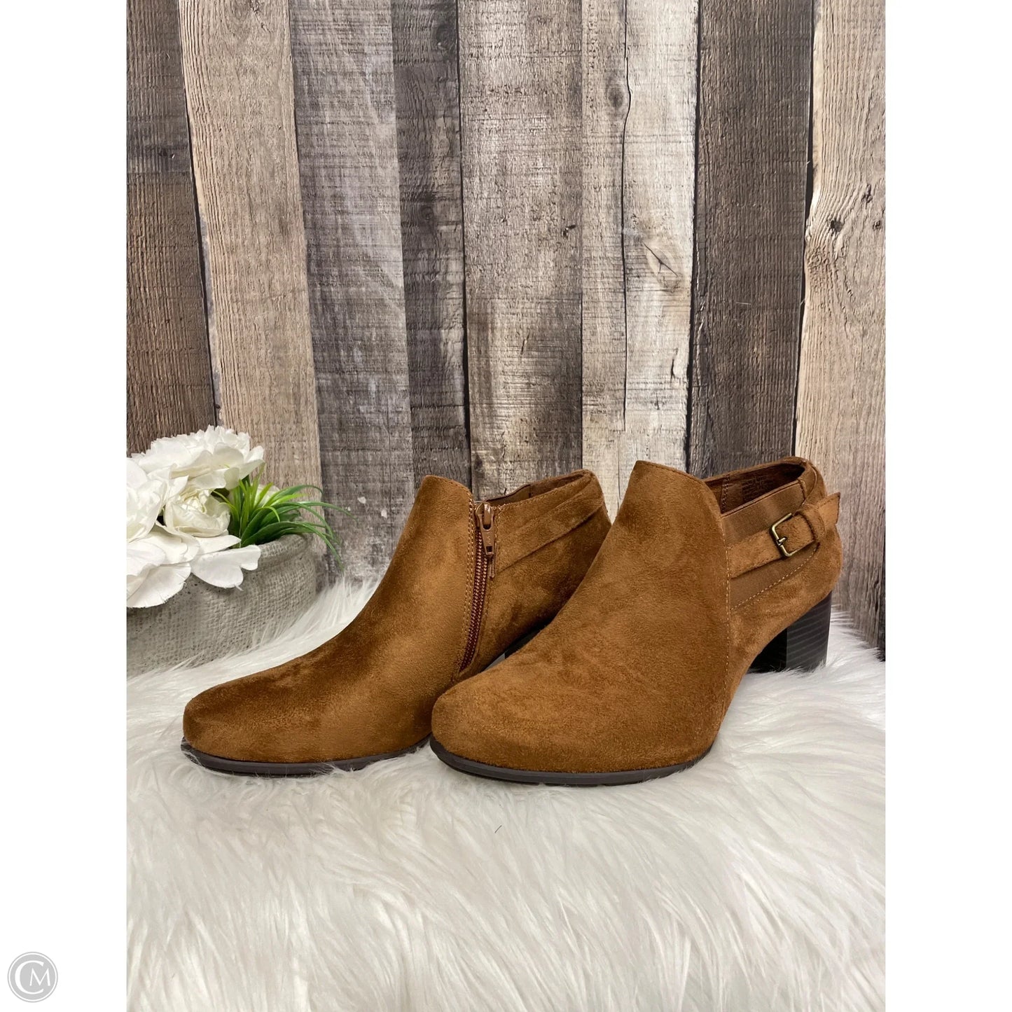 Boots Ankle Heels By Croft And Barrow In Brown, Size: 9