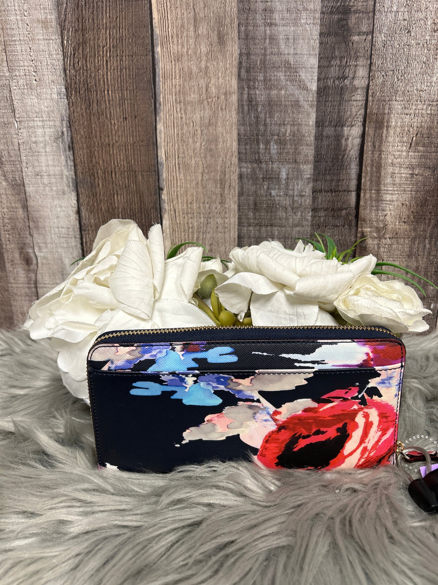 Floral Print Wallet Designer Kate Spade, Size Medium