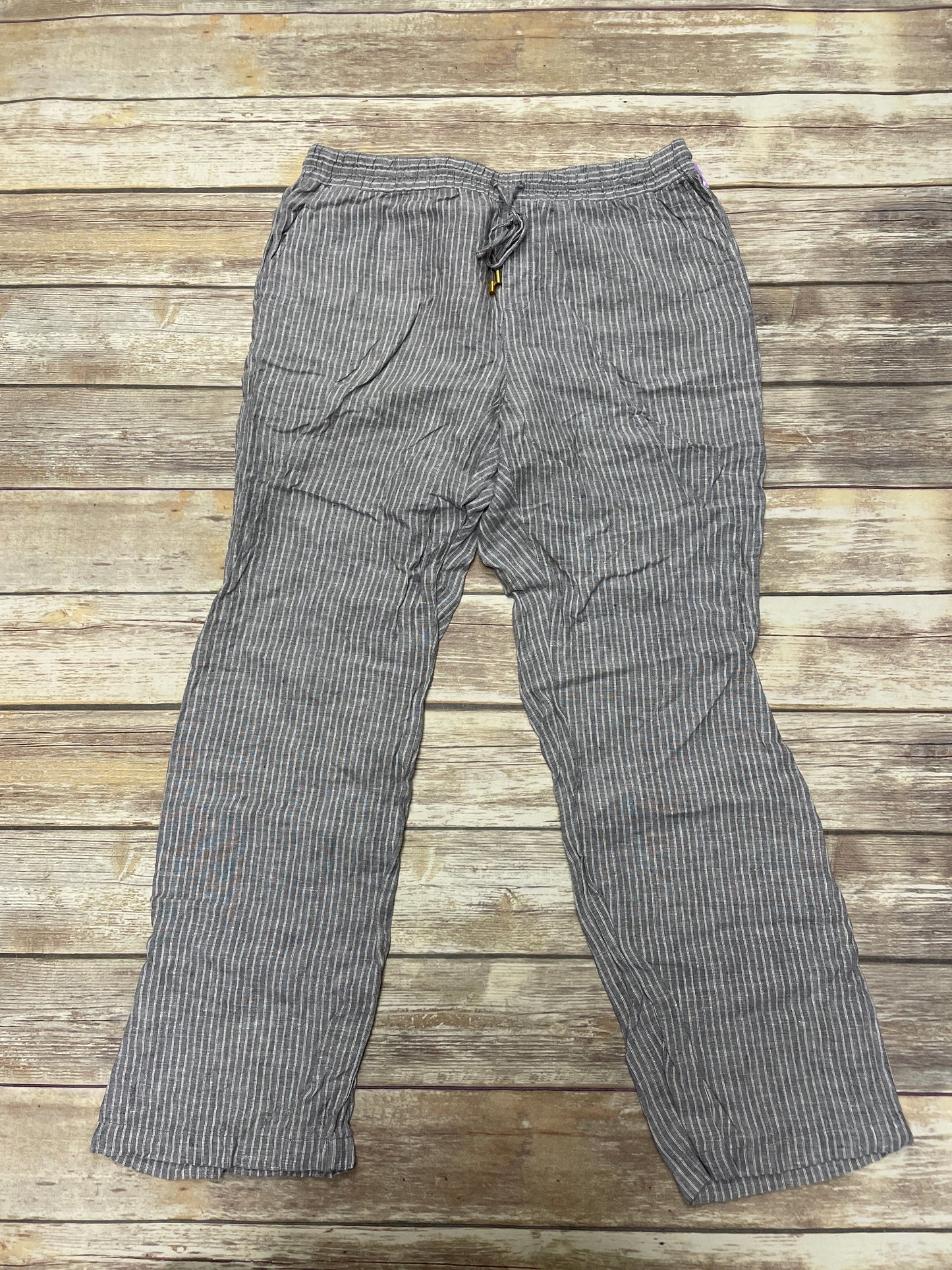 Pants Linen By Ellen Tracy In Grey, Size: L