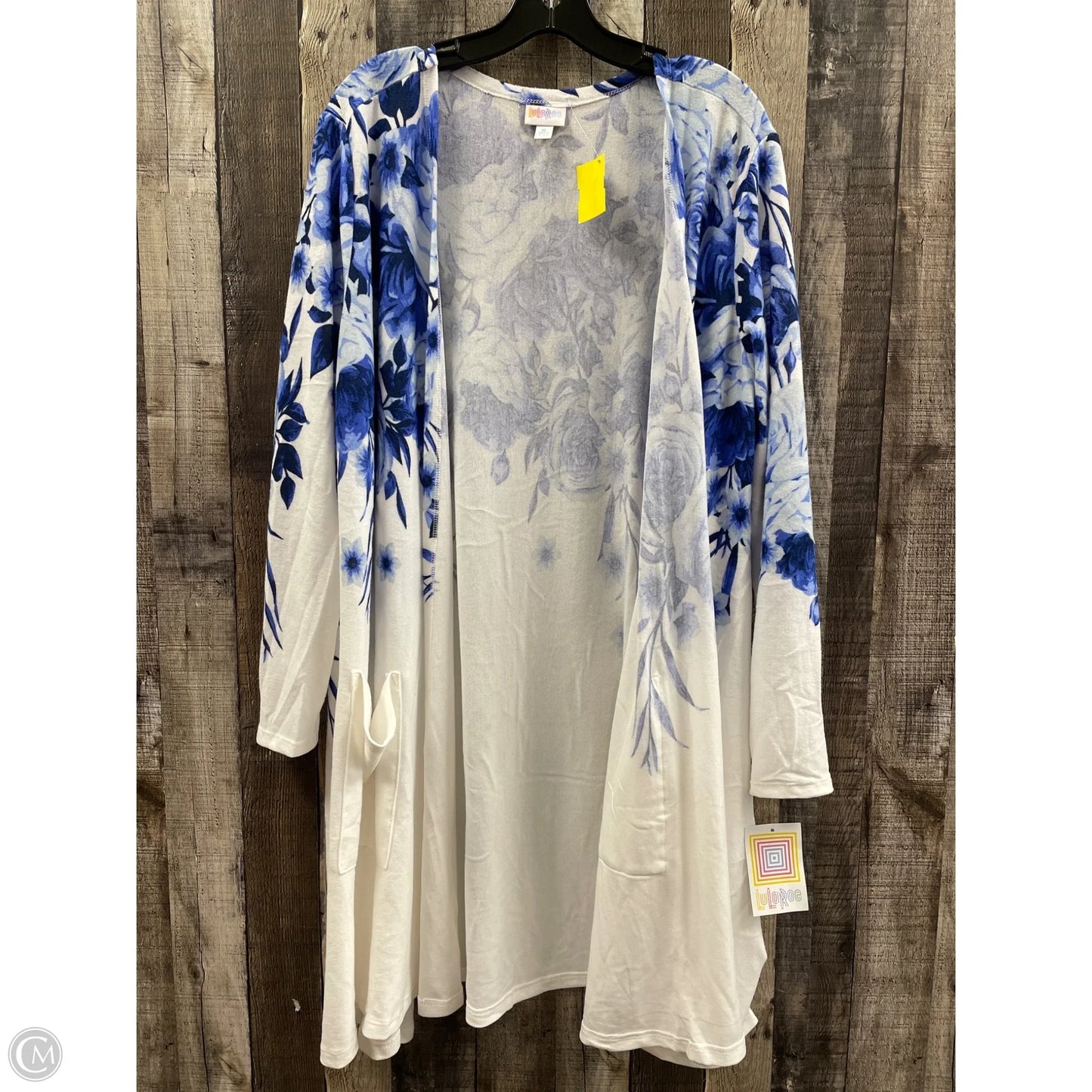 Sweater Cardigan By Lularoe In Blue & White, Size: Xl