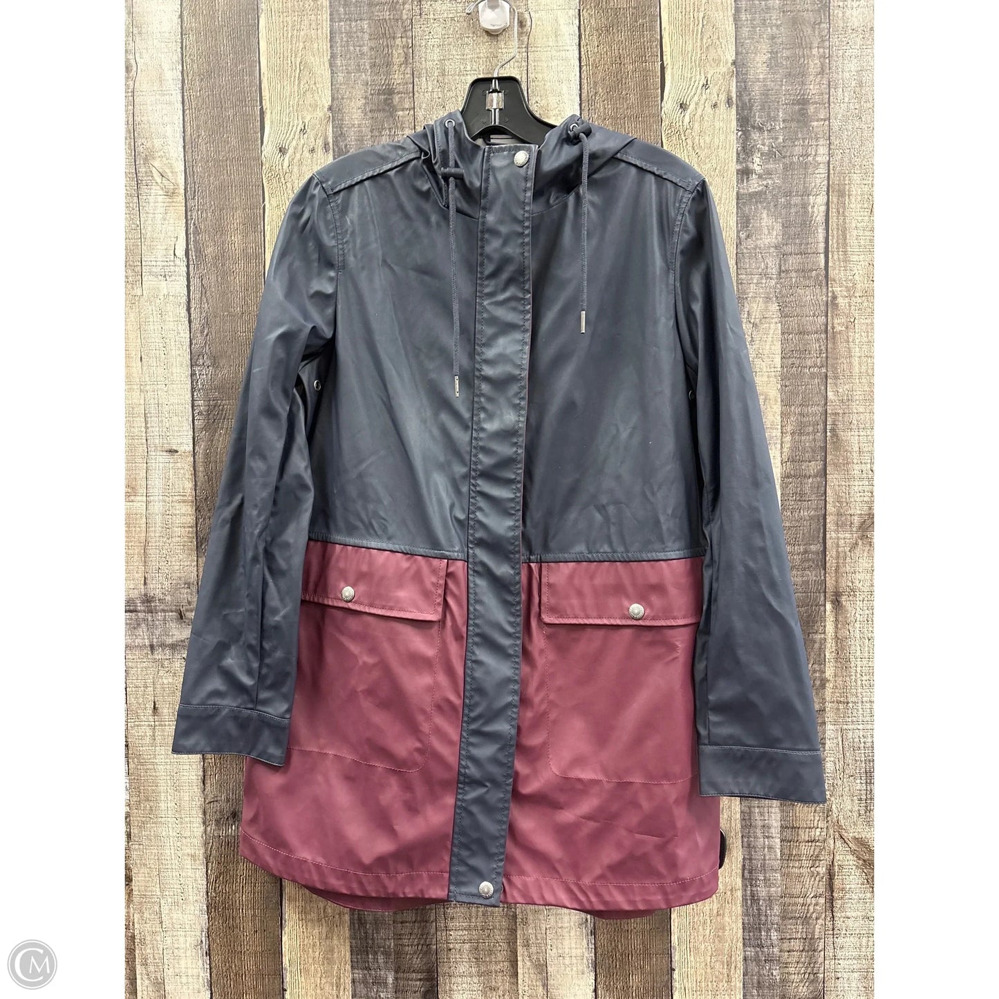 Coat Raincoat By Levis In Blue & Purple, Size: S