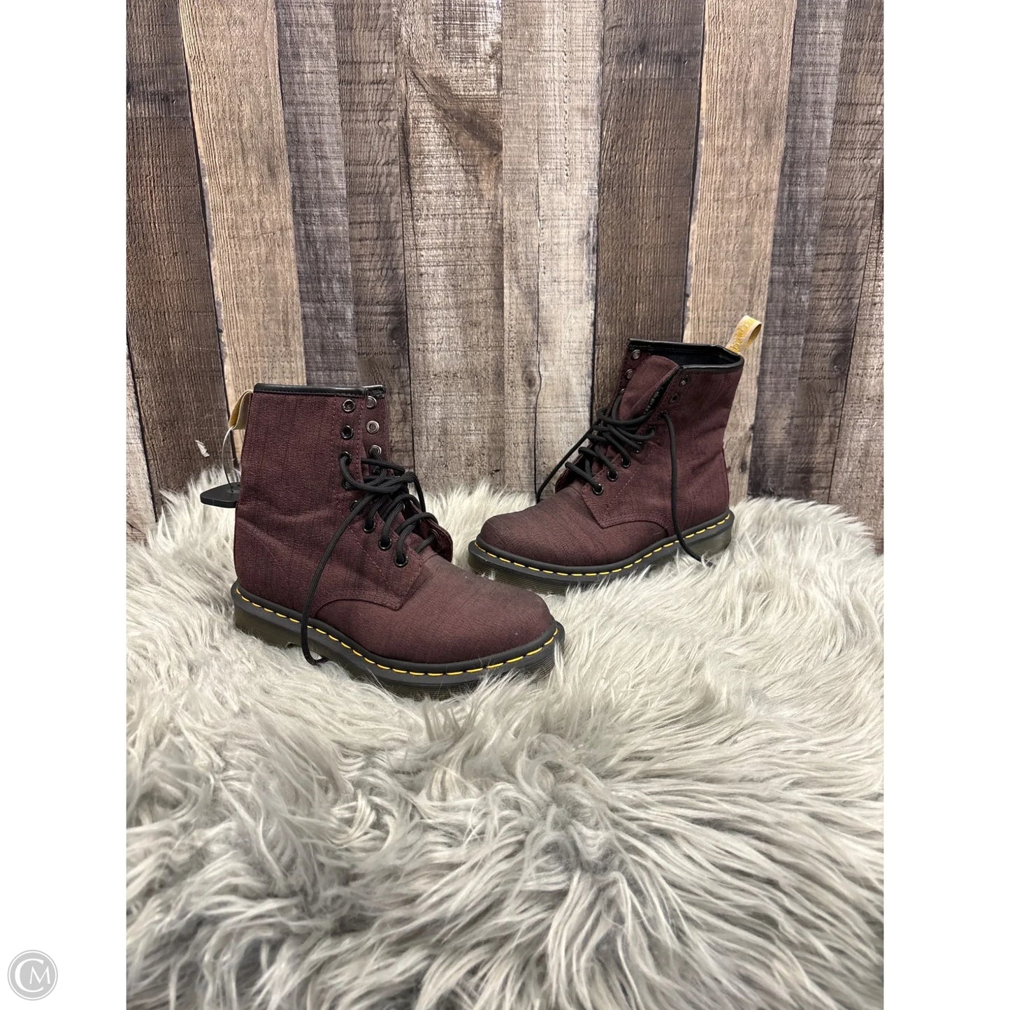 Boots Combat By Dr Martens In Maroon, Size: 6