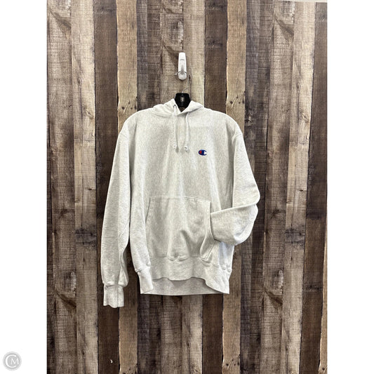Athletic Sweatshirt Hoodie By Champion In Grey, Size: M