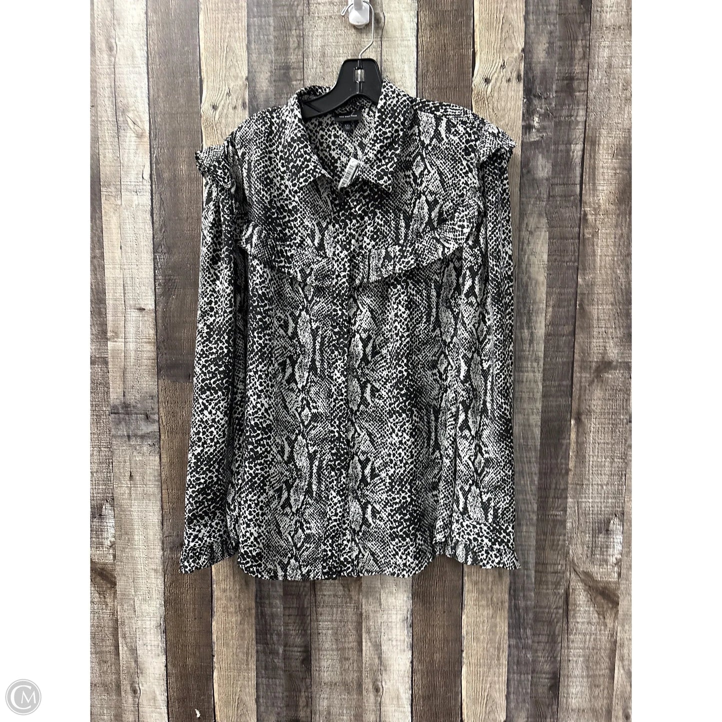 Blouse Long Sleeve By Who What Wear In Snakeskin Print, Size: Xxl