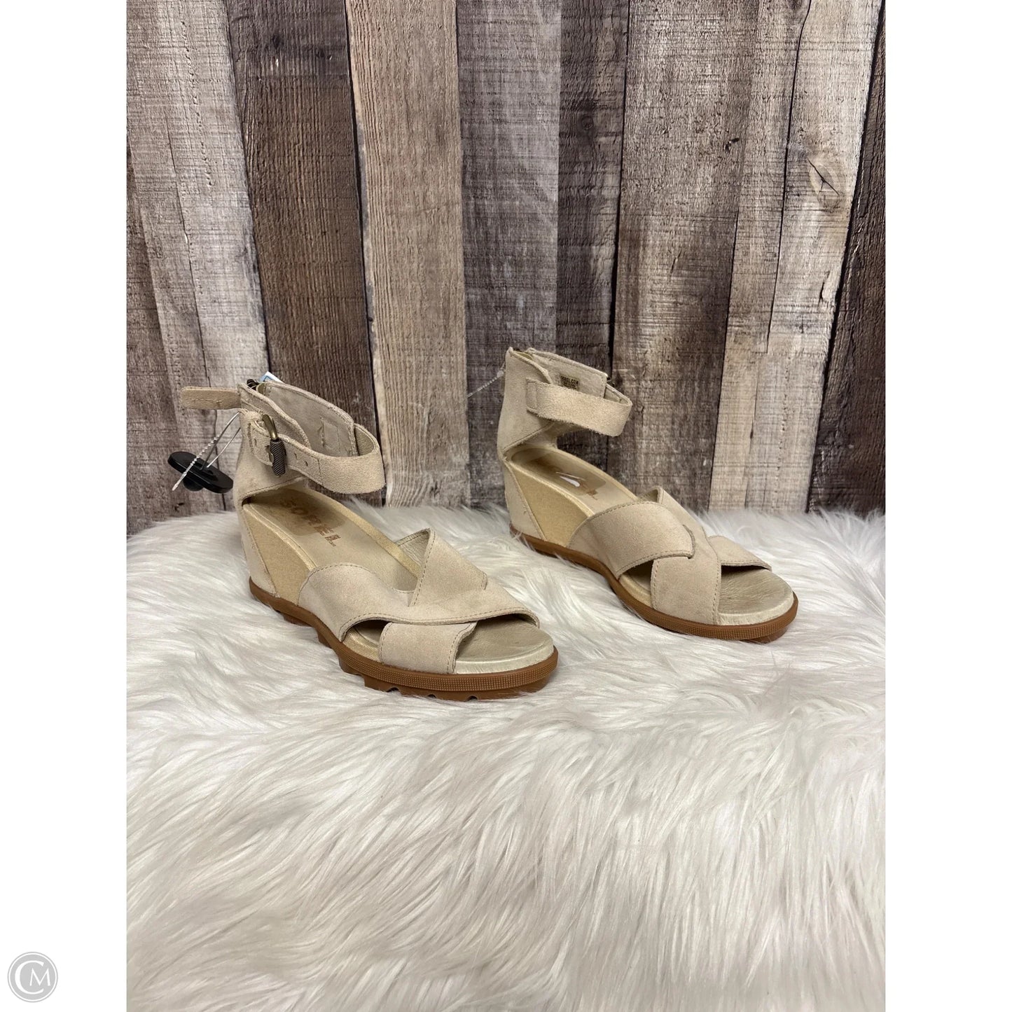 Sandals Heels Wedge By Sorel In Tan, Size: 8