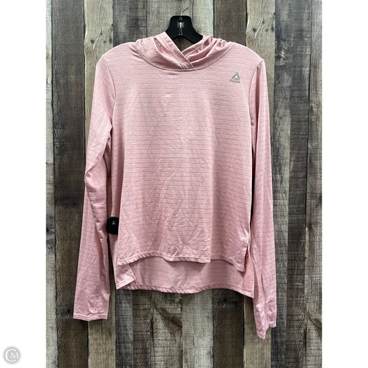 Athletic Top Long Sleeve Hoodie By Reebok In Pink, Size: M