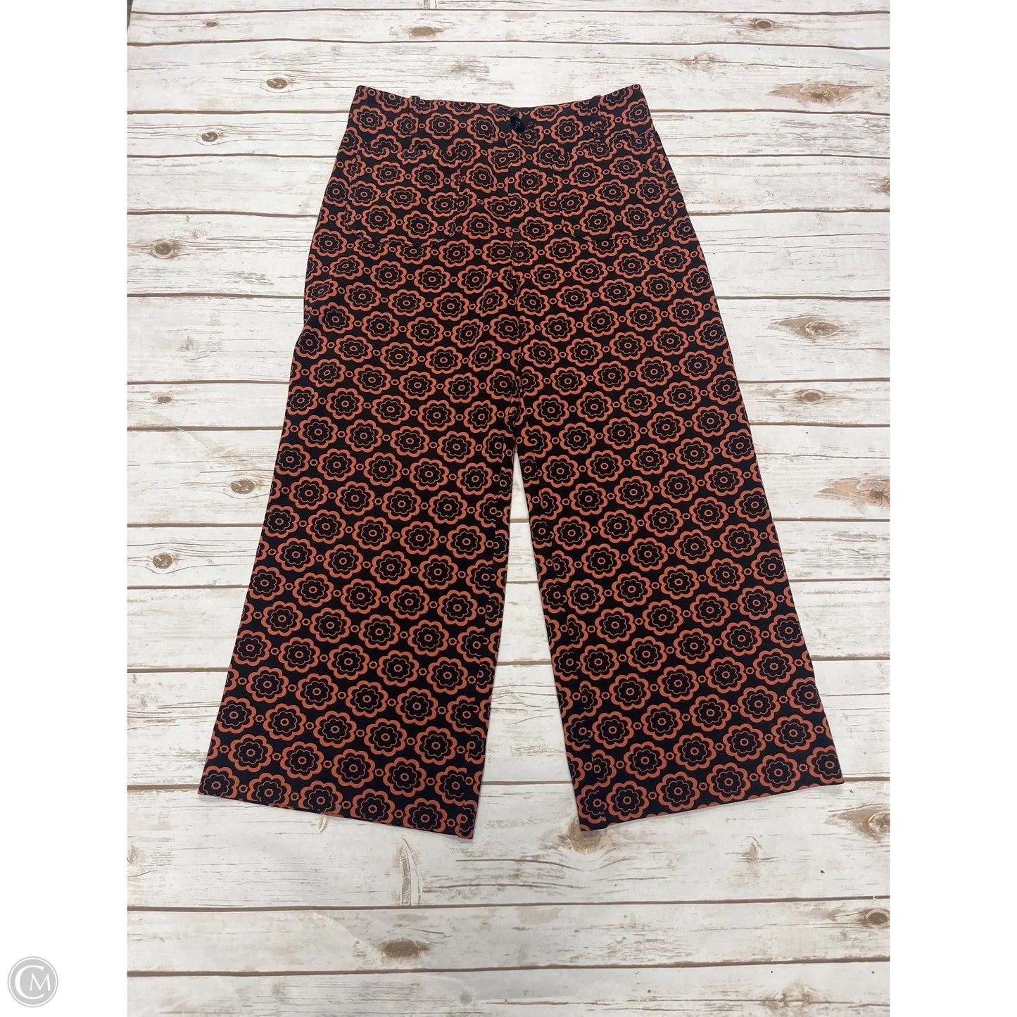 Pants Cropped By Anthropologie In Black & Orange, Size: 8
