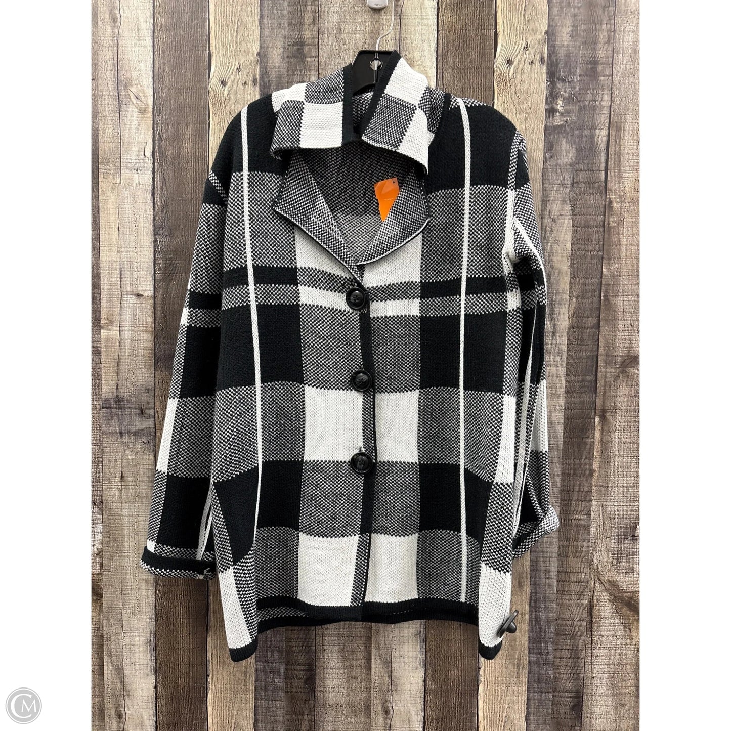 Sweater Cardigan By Cme In Plaid Pattern, Size: S