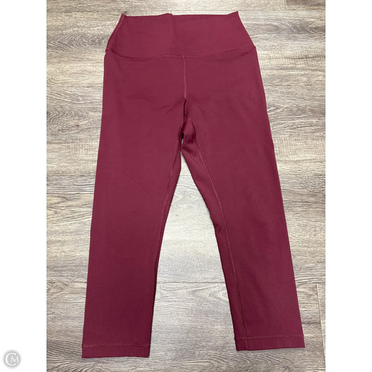 Athletic Leggings By Fabletics In Maroon, Size: L