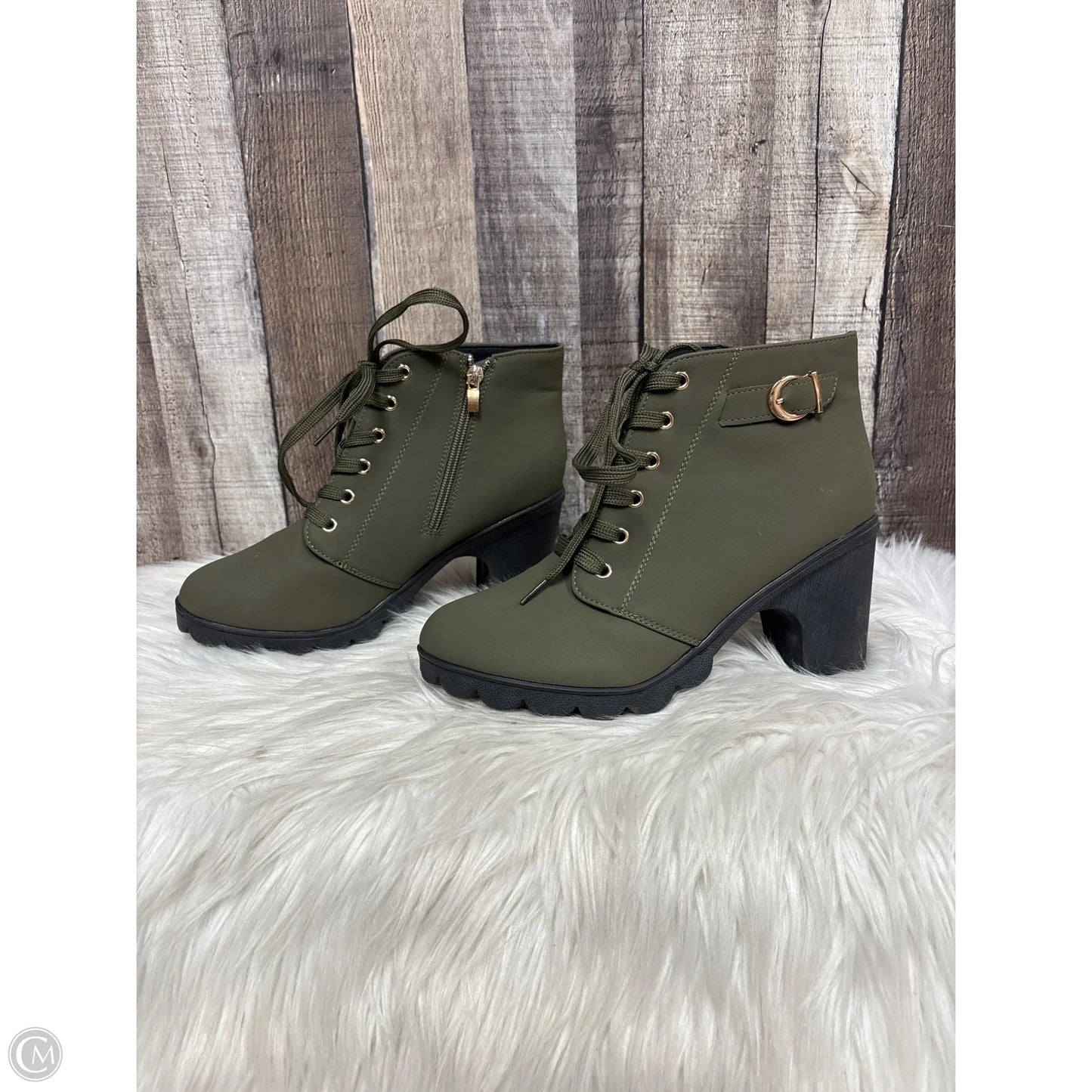 Boots Ankle Heels By Cme In Green, Size: 7