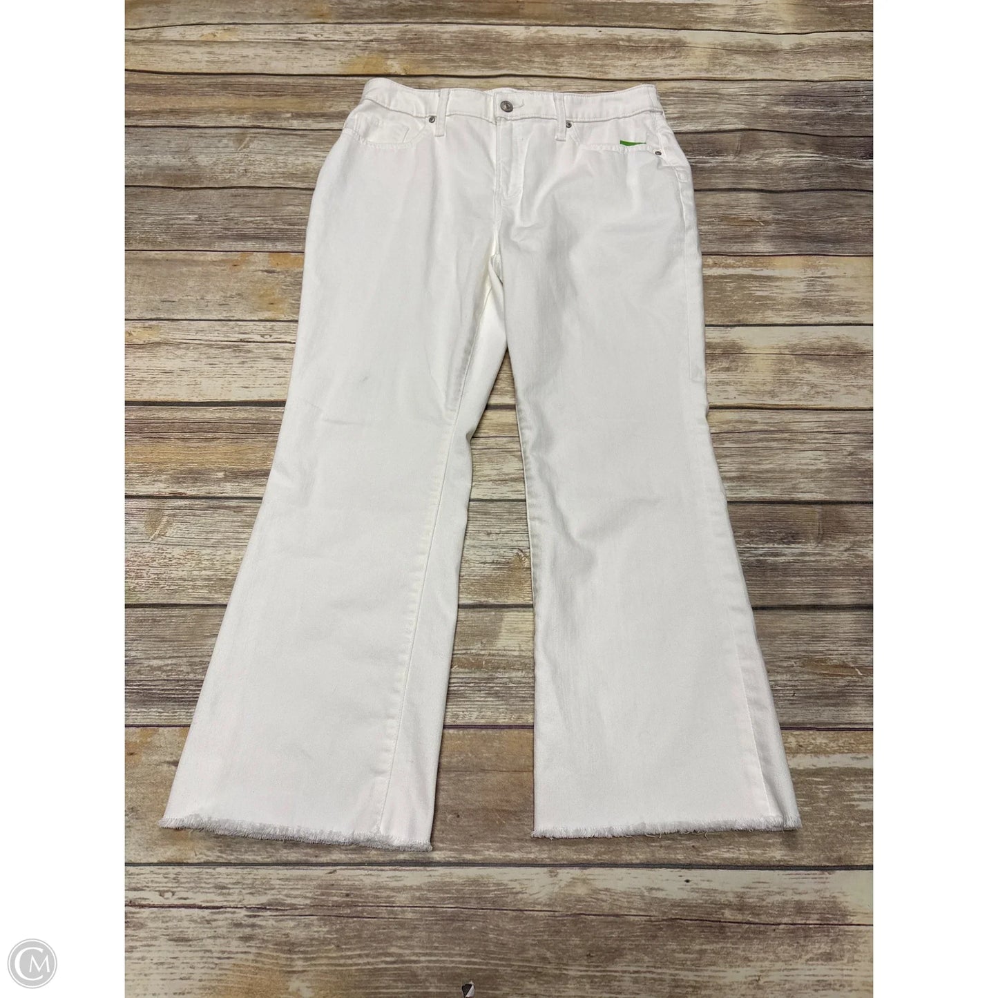 Jeans Flared By Chicos In White Denim, Size: 10