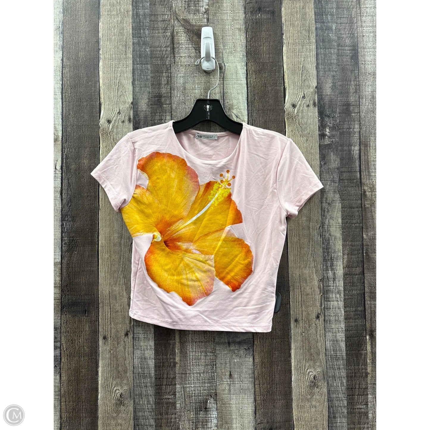 Top Short Sleeve By Zara In Pink, Size: M
