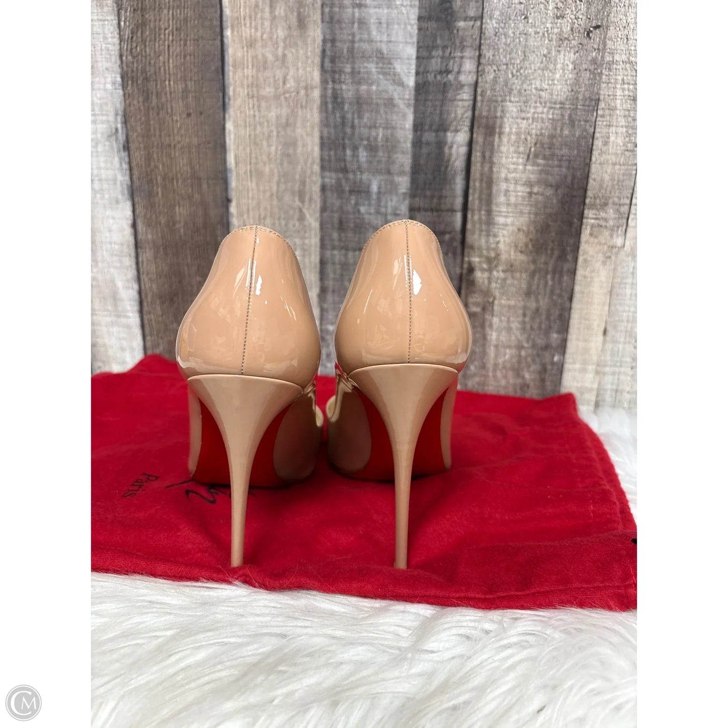Shoes Luxury Designer By Christian Louboutin In Red & Tan, Size: 8