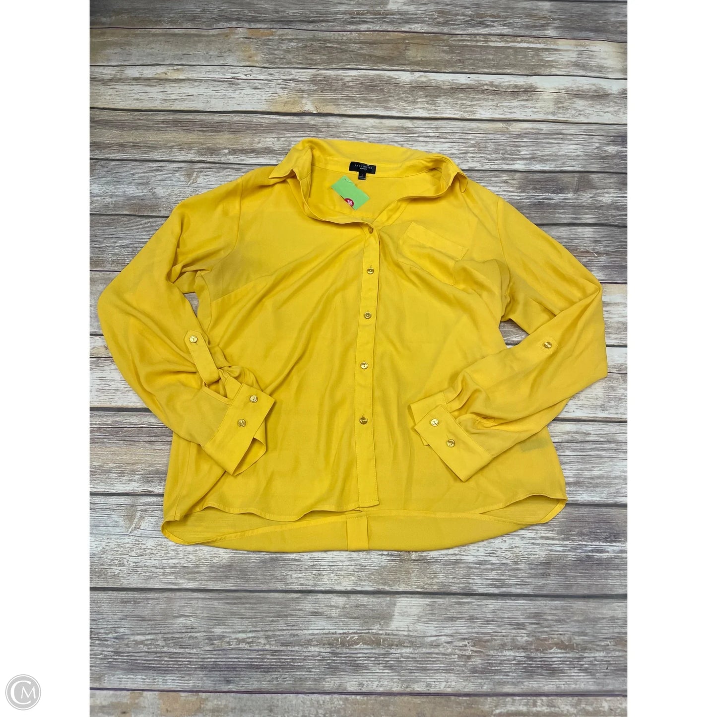 Top Long Sleeve By Cme In Yellow, Size: L