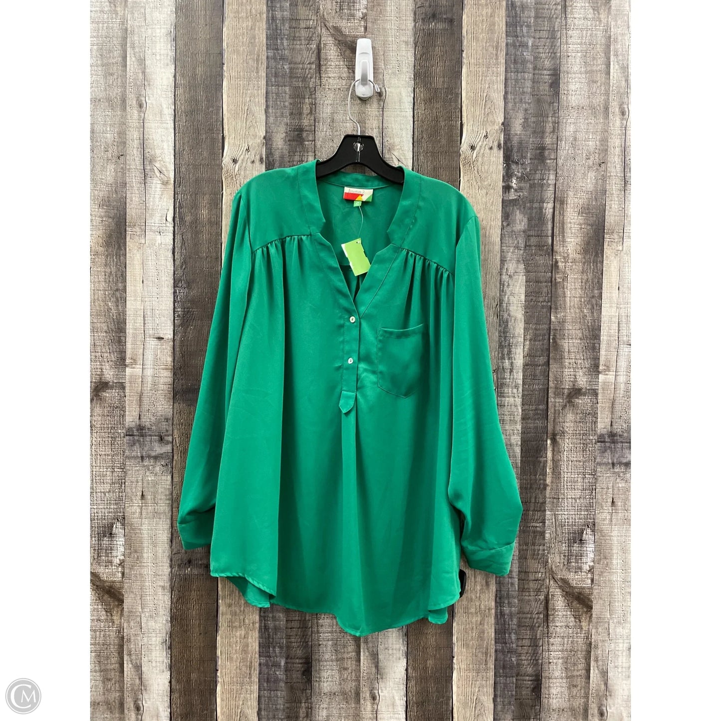 Top Long Sleeve By Cme In Green, Size: 2x
