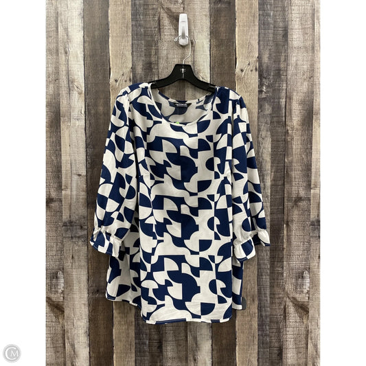 Top Long Sleeve By Bloomchic In Blue & White, Size: 2x