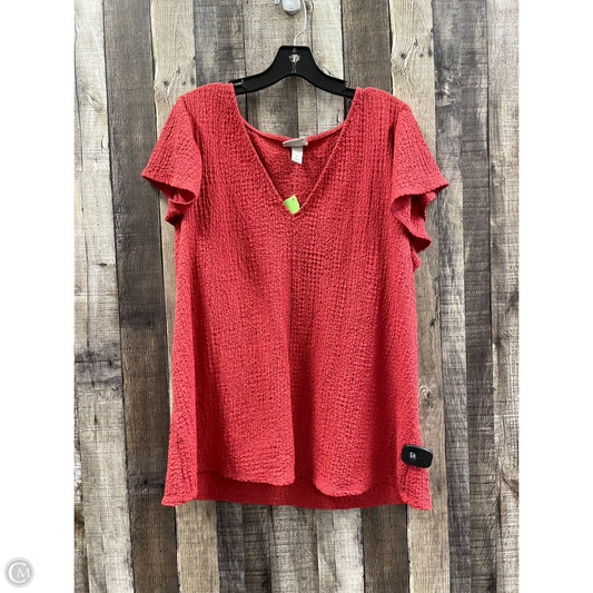 Top Short Sleeve By Ava & Viv In Red, Size: 1x