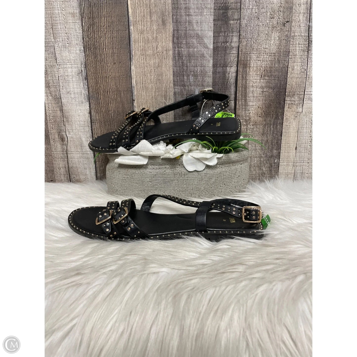 Sandals Flats By Zara In Black, Size: 8