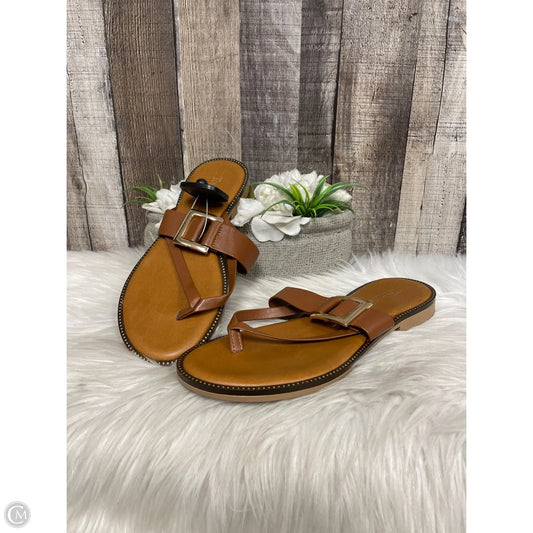 Sandals Flats By Toscanella In Brown & Gold, Size: 9.5