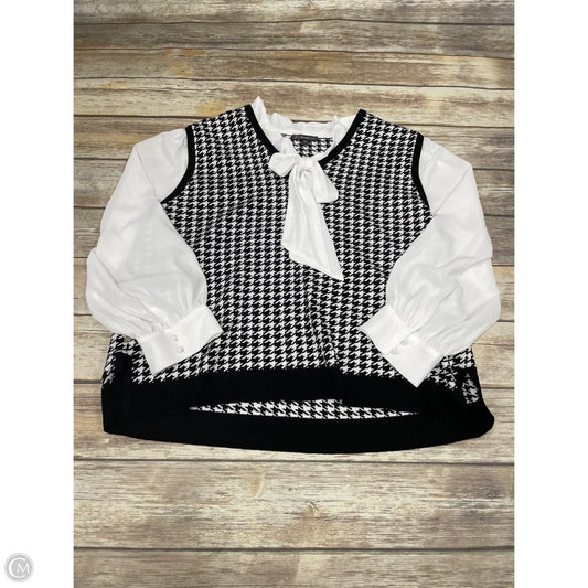 Top Long Sleeve By Adrianna Papell In Black & White, Size: 1x