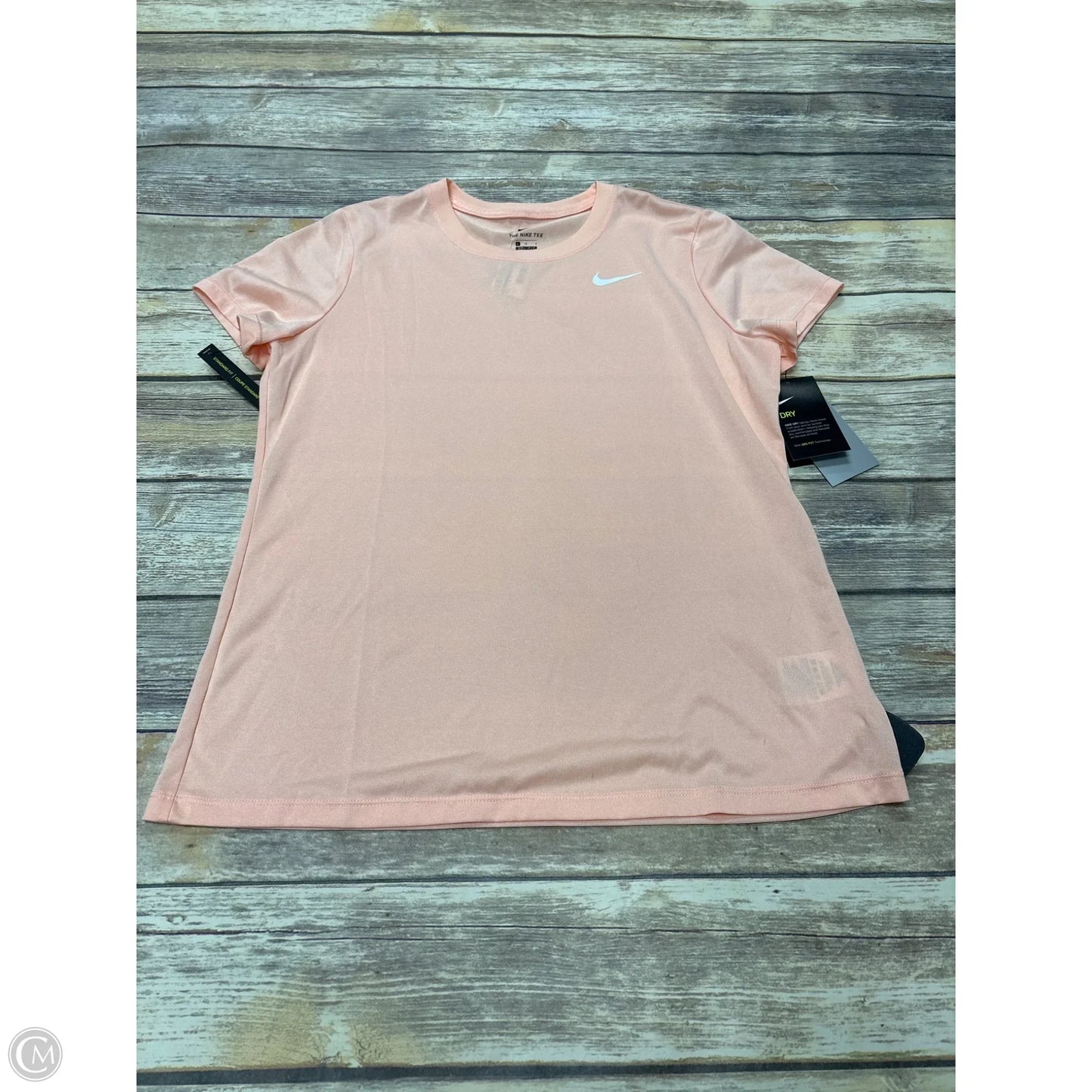 Athletic Top Short Sleeve By Nike In Peach, Size: L