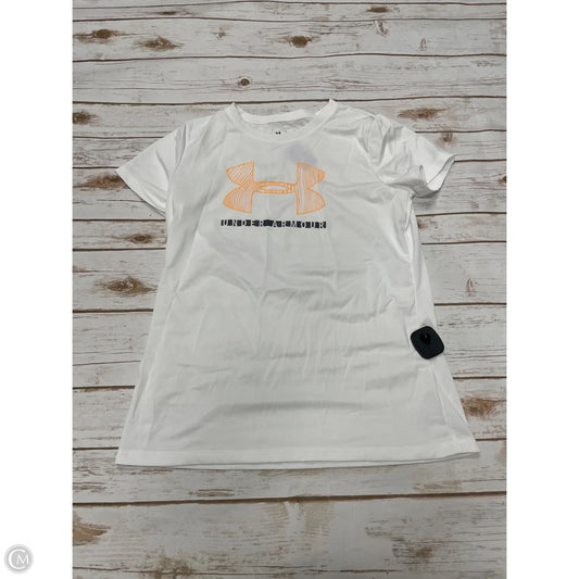 Athletic Top Short Sleeve By Under Armour In White, Size: M