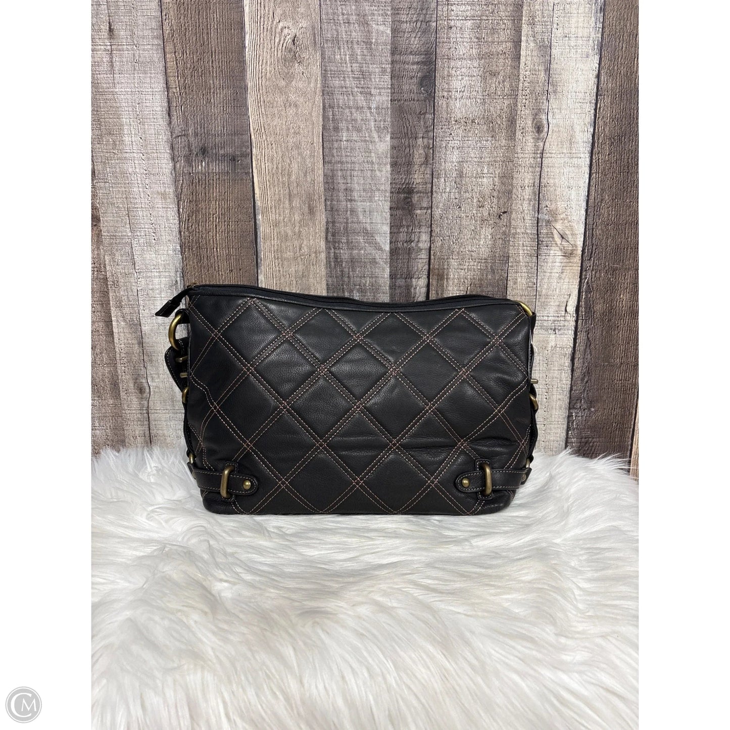 Handbag Leather By Fossil, Size: Medium