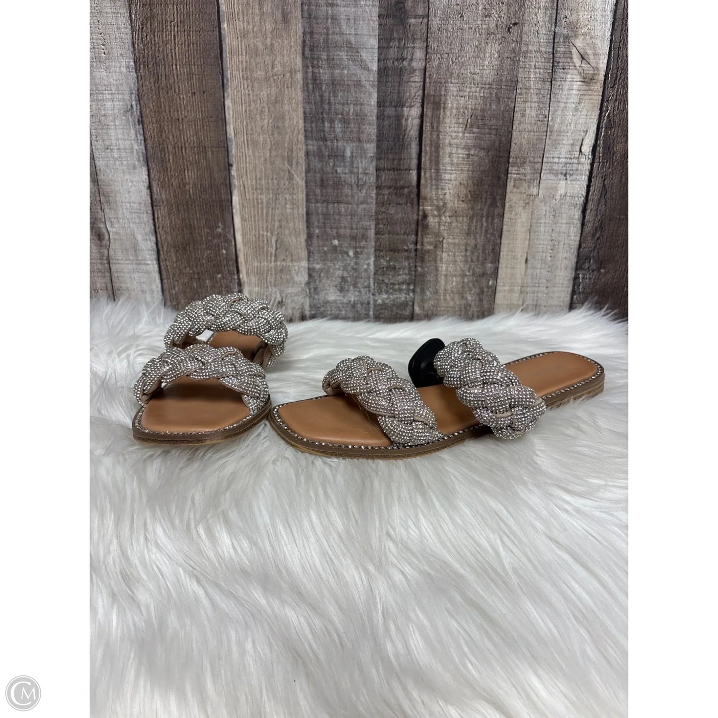 Sandals Flats By Madden Girl In Brown & Silver, Size: 8