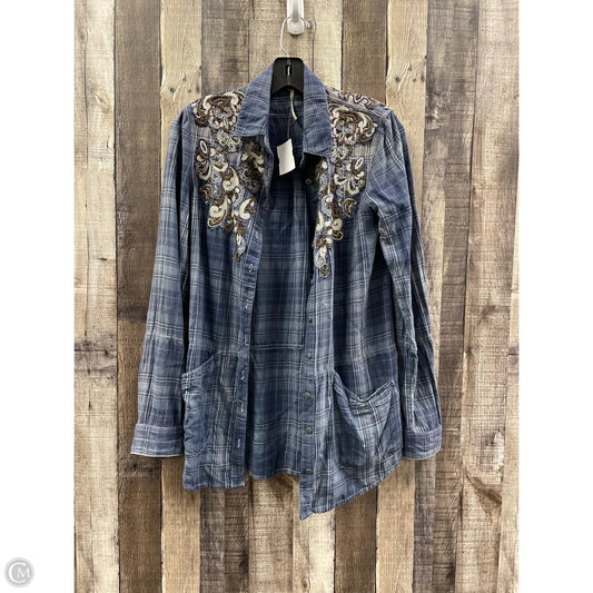 Top Long Sleeve By Free People In Plaid Pattern, Size: Xs