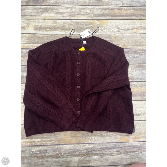 Sweater Cardigan By Divided In Maroon, Size: Xxl