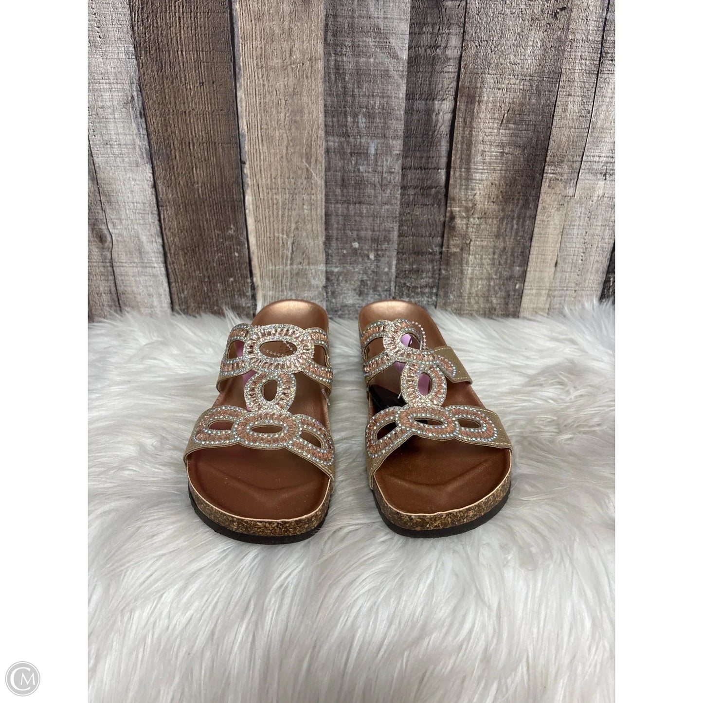Sandals Flats By Italian Shoemakers In Bronze, Size: 9