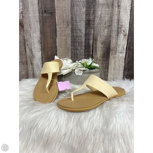 Sandals Flip Flops By Crocs In Beige, Size: 9
