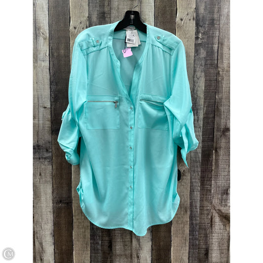 Top 3/4 Sleeve By Calvin Klein In Blue, Size: Xl