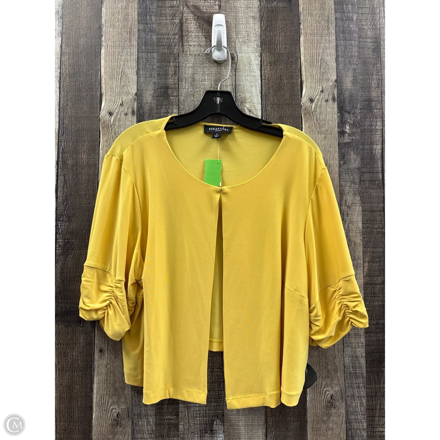 Cardigan By Perceptions In Yellow, Size: 1x