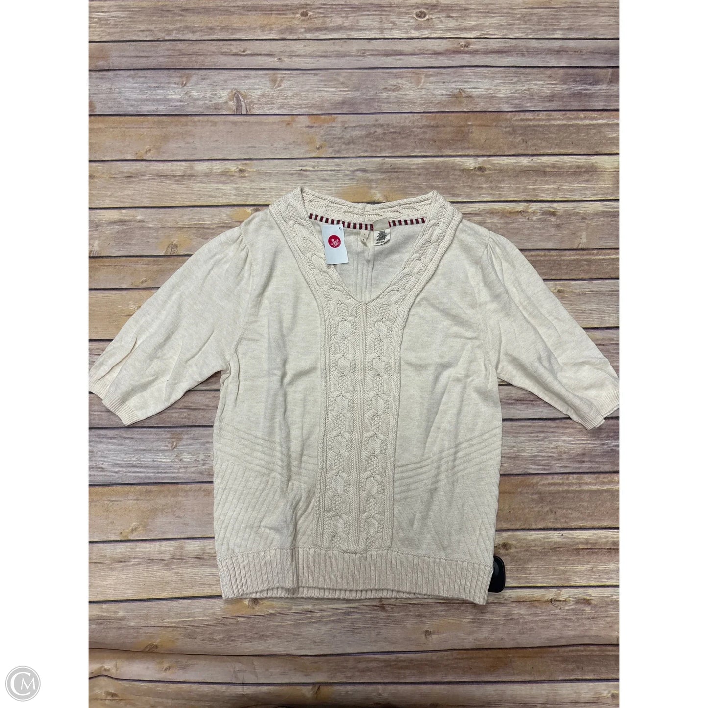 Sweater Short Sleeve By Moth In Cream, Size: L