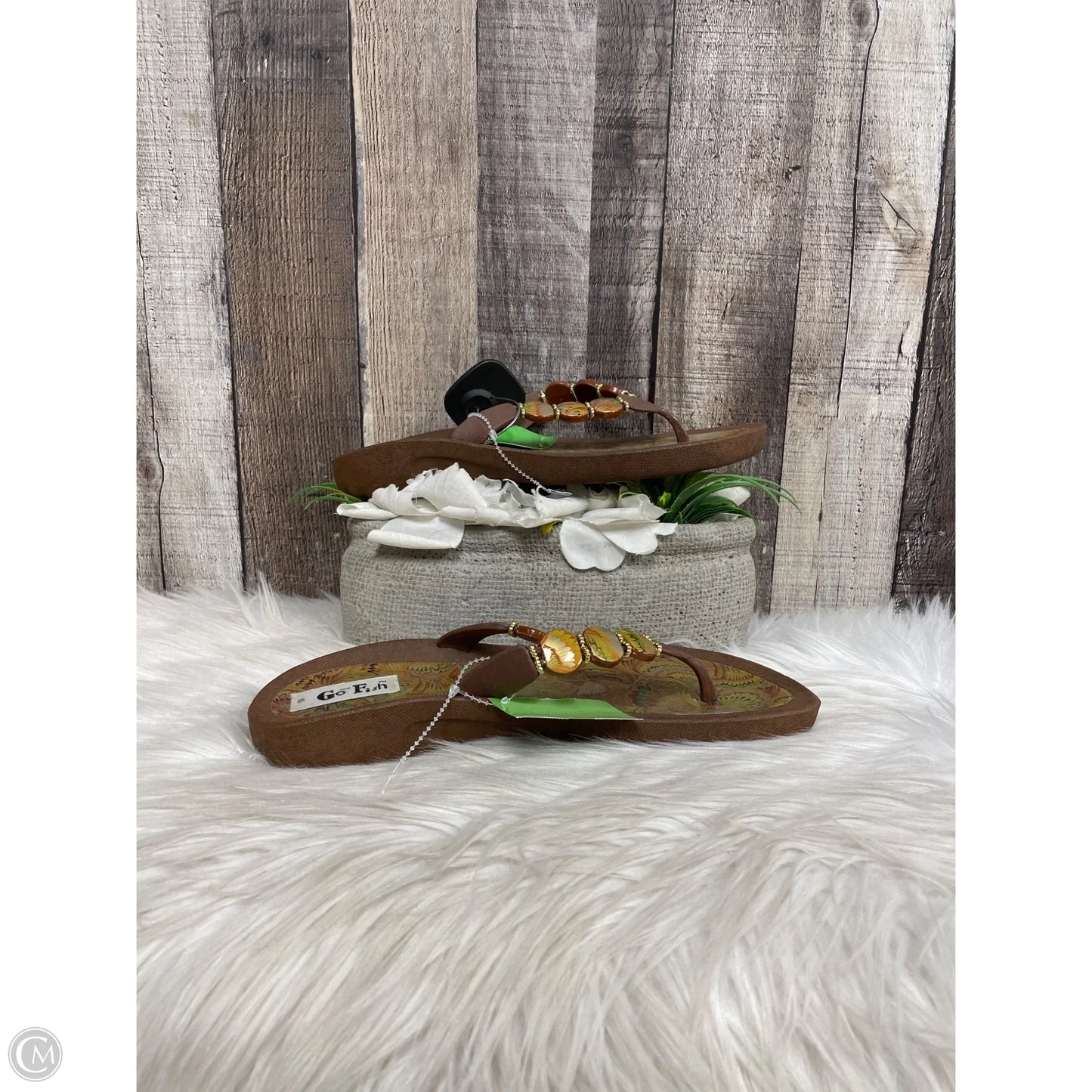 Sandals Flip Flops By Cme In Tan, Size: 10