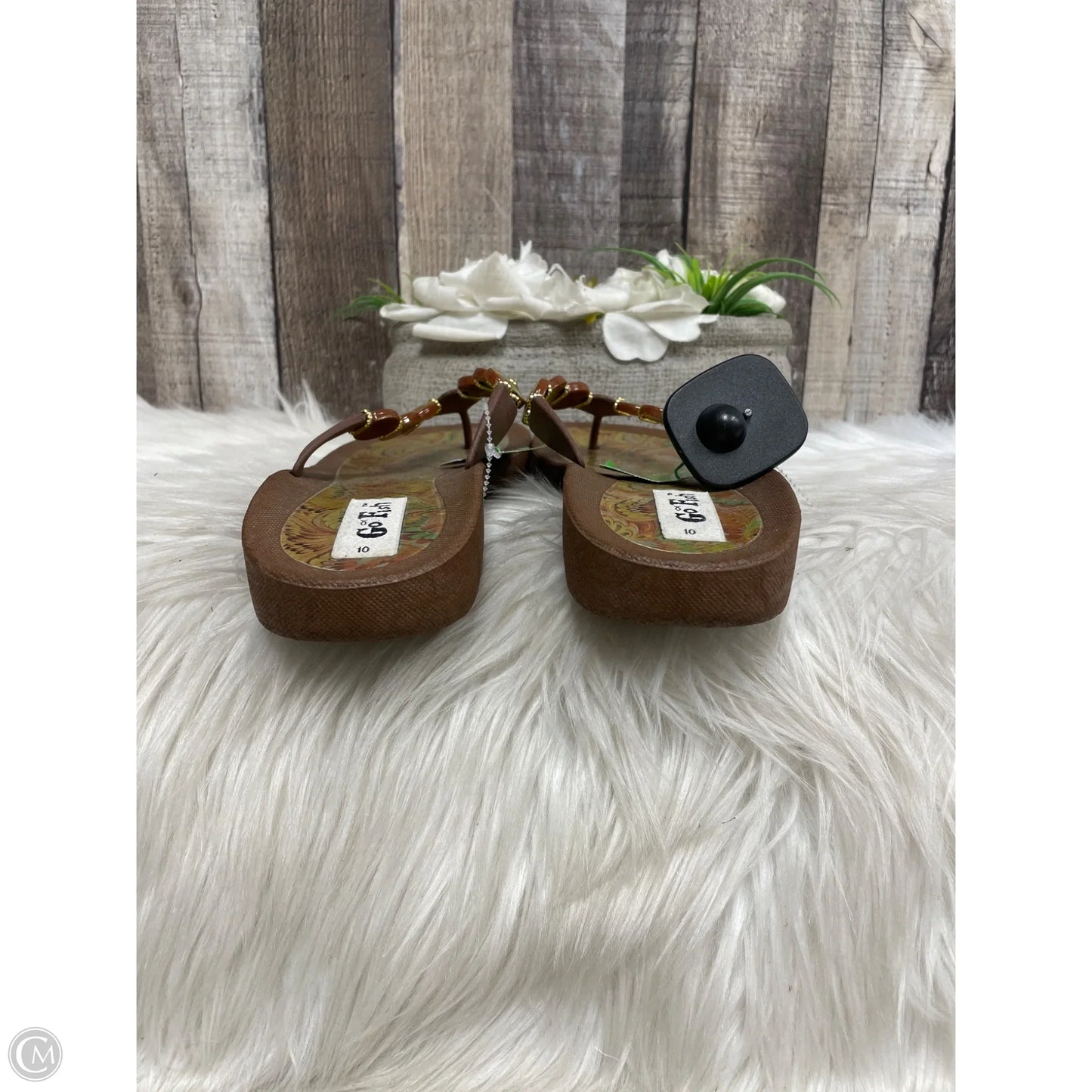 Sandals Flip Flops By Cme In Tan, Size: 10