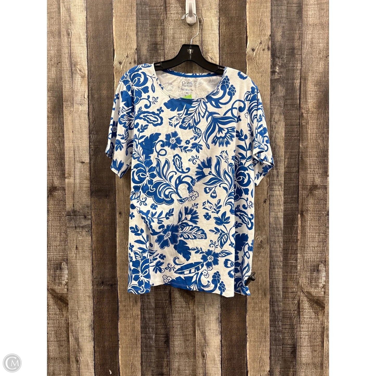 Top Short Sleeve Basic By Croft And Barrow In Blue, Size: 1x