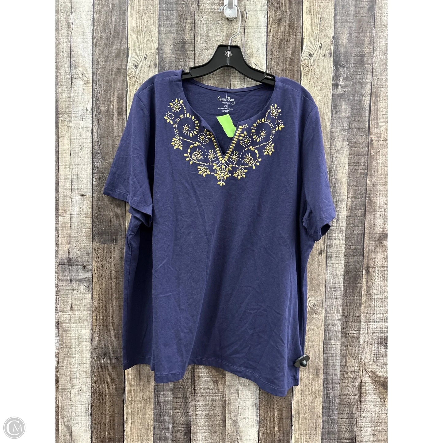 Top Short Sleeve By Coral Bay In Blue, Size: 2x