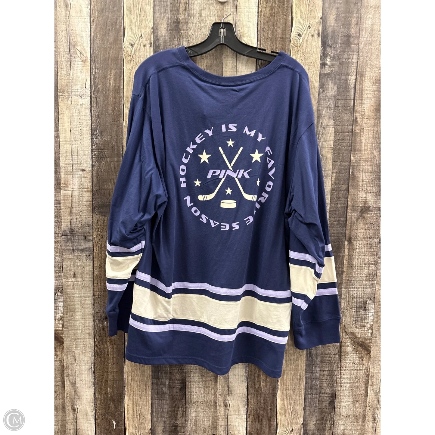 Top Long Sleeve By Pink In Navy, Size: Xxl