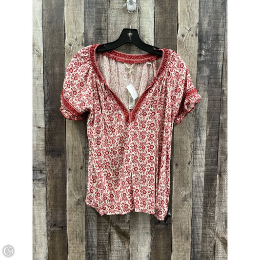 Top Short Sleeve By Max Studio In Red & White, Size: S