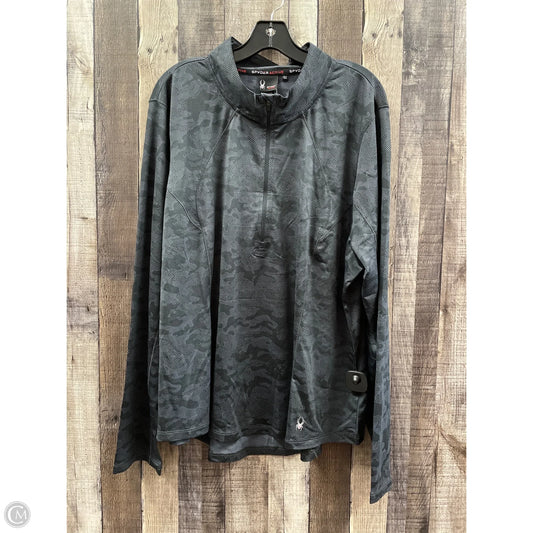 Athletic Top Long Sleeve Collar By Spyder In Black & Grey, Size: 3x