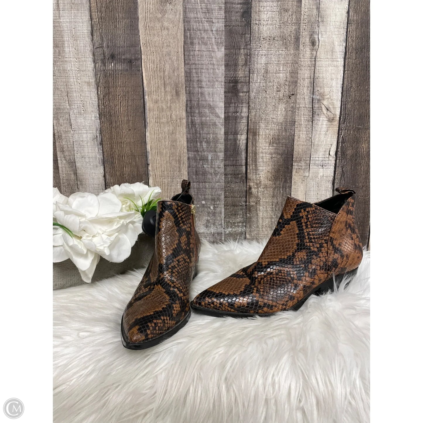 Boots Ankle Heels By Marc Fisher In Snakeskin Print, Size: 6