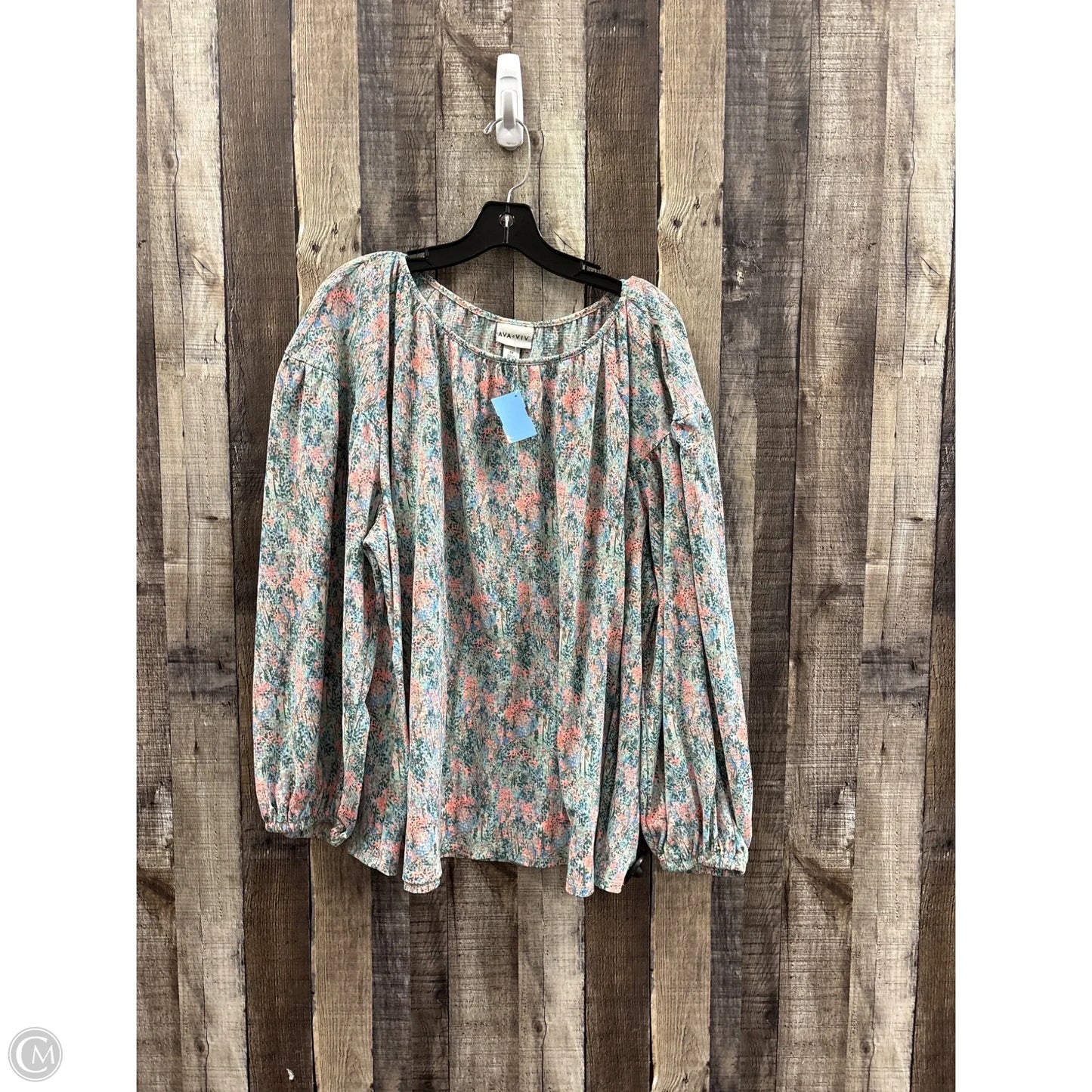 Top Long Sleeve By Ava & Viv In Floral Print, Size: 3x