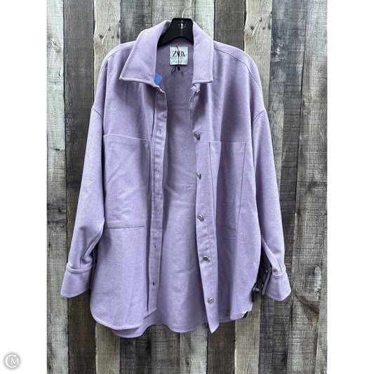 Jacket Shirt By Zara In Purple, Size: M
