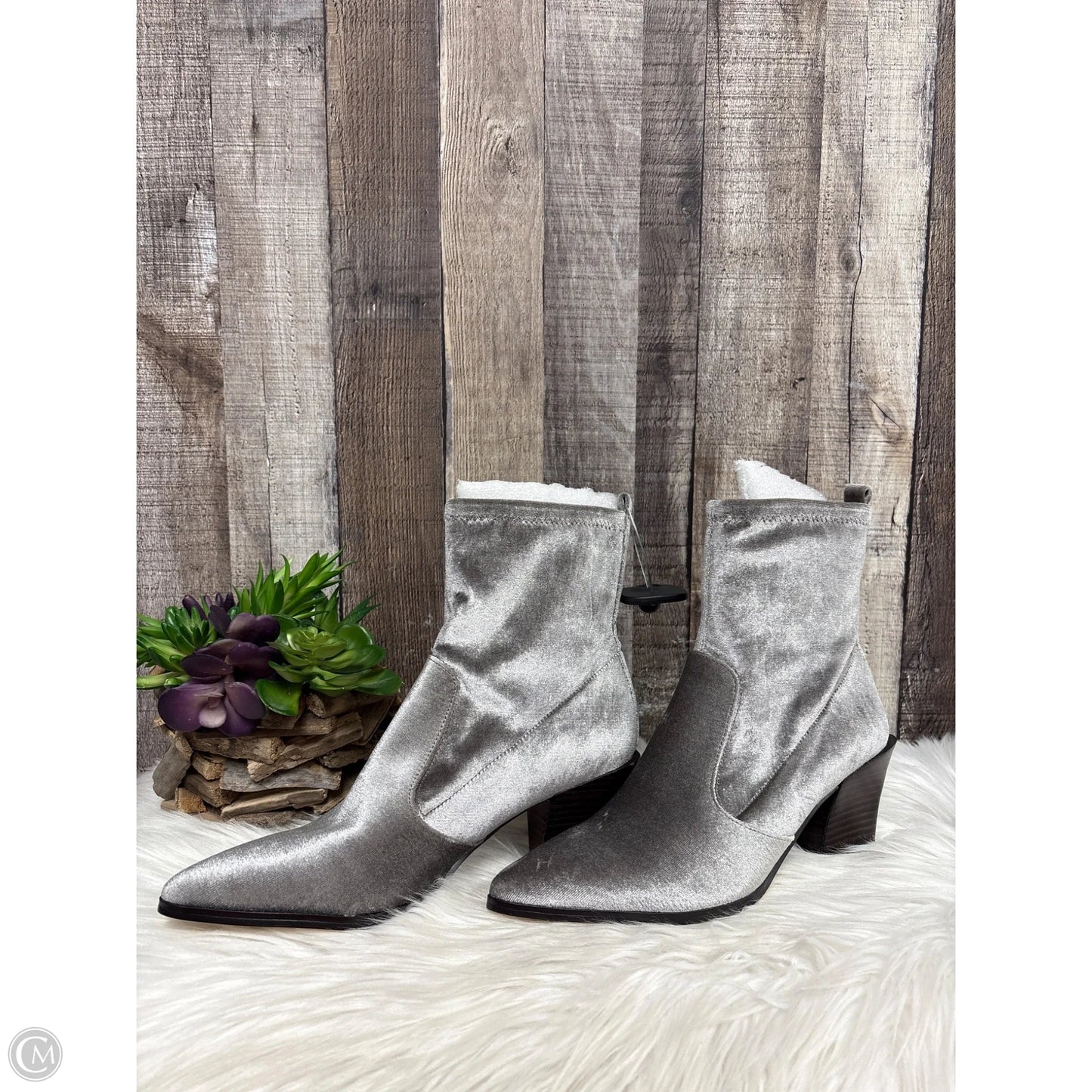 Boots Ankle Heels By Nine West In Grey, Size: 8